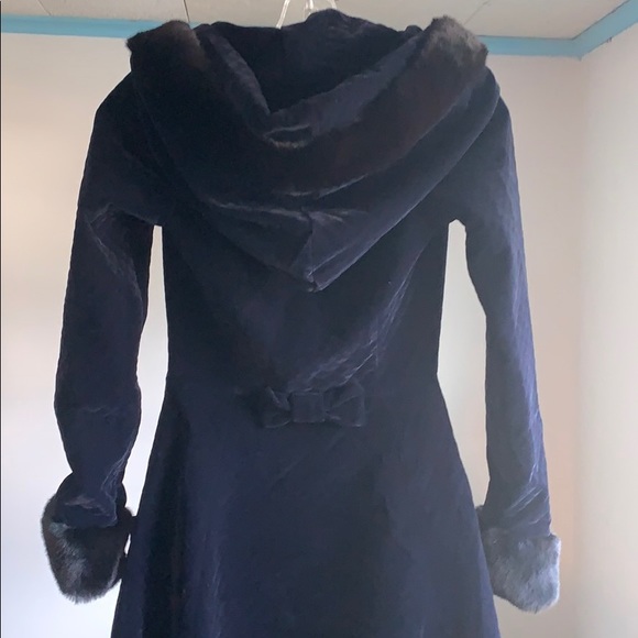 Velour Navy Winter Coat - Picture 6 of 6